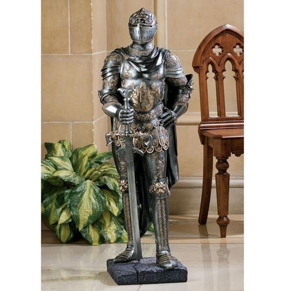 王を防御する西洋甲冑の騎士 レプリカ （ハーフサイズ）彫像 彫刻 