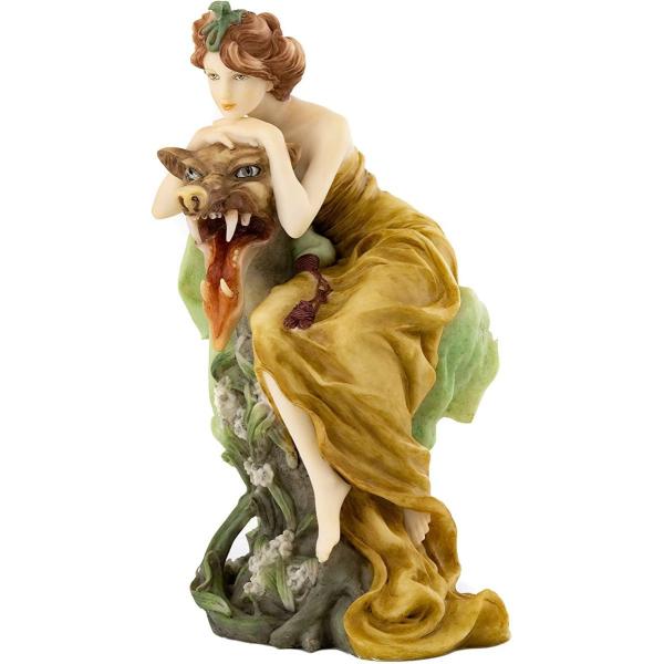 セール！即納！トップコレクション製 アルフォンス・ミュシャ風「美女と野獣」の女性彫刻-彫像 高さ 約22ｃｍ置物/ コレクション 貴賓室 リビング プレゼント 贈り物（輸入品） -------------------【Top Collect...