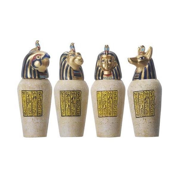 古代エジプトのカノプス壺4個セット ジャッカル・ファルコム 古代エジプトのカノプス壺4個セット ジャッカル・ファルコム
