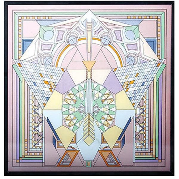 フランク・ロイド・ライト財団公認 インペリアルホテル 東京 帝国ホテル ピーコックラグ デザイン ステンドグラス デスクトップ壁装飾 金属チェーン吊り下げアート工芸木製ベース近代建築 コレクションアート 贈り物 輸入品-----------...