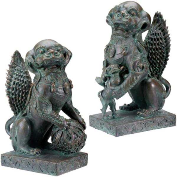 フランク ロイド ライト財団公認 フランク ロイド ライトが愛したタリアセンハウス 狛犬一対フー ドッグス ライオンズ ブックエンド フィギュア25cm置物ディスプレイ彫像古典彫刻レプリカ 東洋インテリアフィギュア 設計事務所ギフト アート...