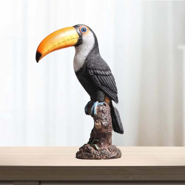 熱帯雨林に棲むオオハシ鳥（大嘴鳥）彫像置物装飾ホームガーデン用彫刻