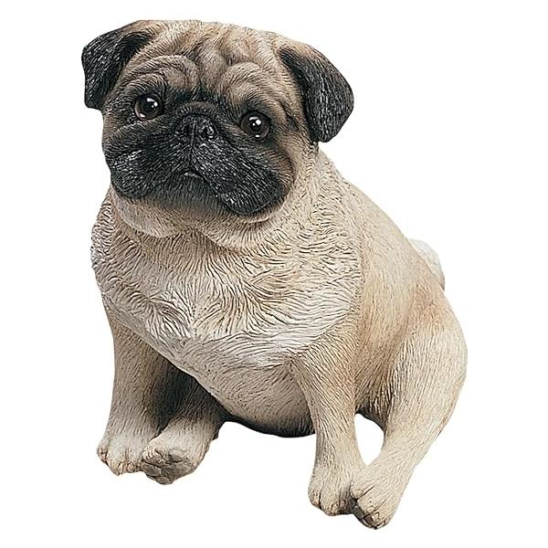 セール！即納！サンディキャスト製 座っているパグ 子犬ホワイト色 オリジナルサイス彫像 置物装飾 輸入品