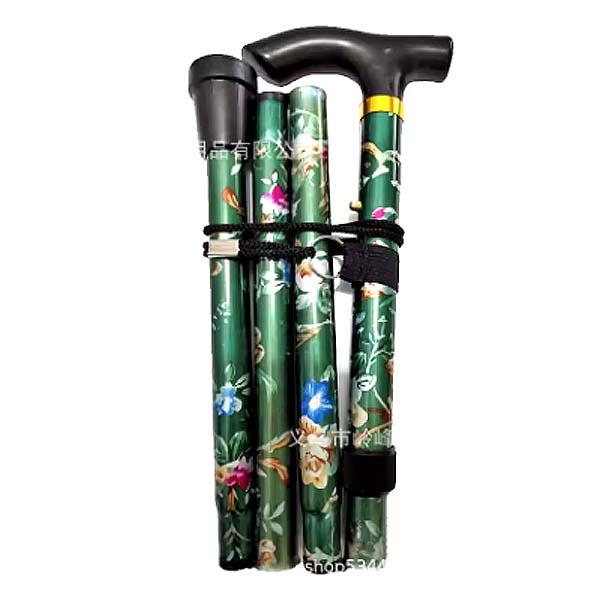 即納！アルミ合金製 折りたたみ式滑り止め付き ウォ-キングステッキ杖 グリーン色高齢者用ノードスティック杖 高さ 92cm輸入品