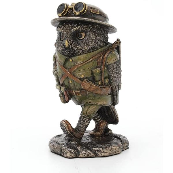 チームパンク風 オスカー・ウィスキー・リマ 軍曹/ フクロウ(梟)ミリタリーフィギュア　ブロンズ風彫像（輸入品