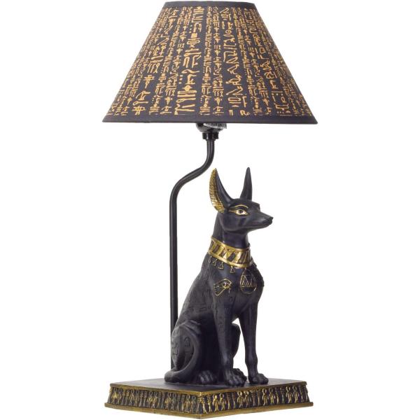 古代エジプトの冥界の神 アヌビス彫刻 テーブルランプ シェード付き