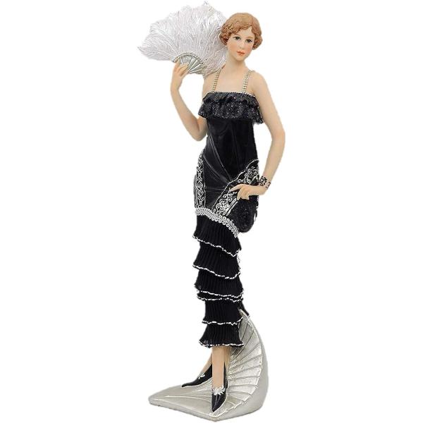 グラマラス エレガンス ビクトリア朝スタイル 扇子を持っているエレガントな女性 椿姫彫像フィギュア装飾彫刻 贈り物 輸入品