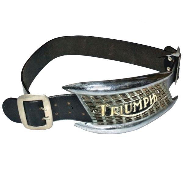 英国 TRIUMPH TANK BADGE Vtg W-BUCKLE BELT FOR ROCKERS トライアンフ