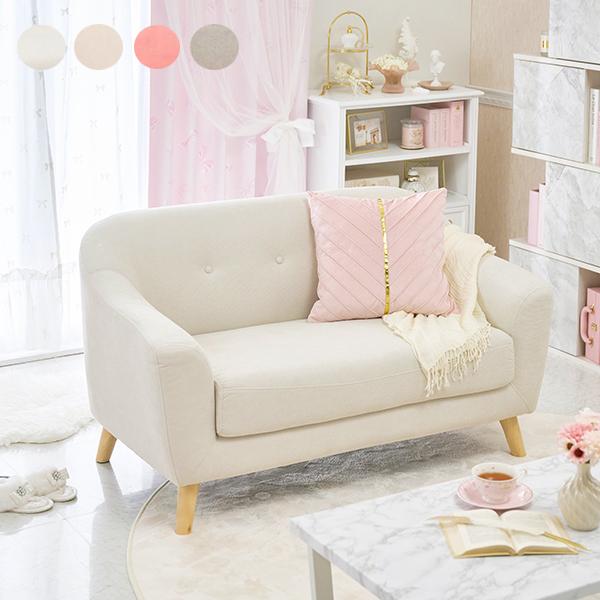 アウトレット【展示品・新品】★姫系１Pソファ（ファブリック）エメル【アイボリー】 アウトレット【展示品・新品】☆姫系1Pソファ（ファブリック