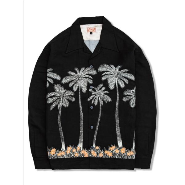 ドレスヒッピー パームツリー ハワイアン シャツ ロングスリーブ 黒