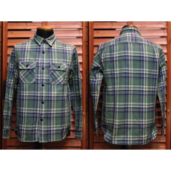 【中古】ファイブブラザー HEAVY FLANNEL WORK SHIRTS 151489  USA製 復刻 ヘビーフランネル ワークシャツ L グリーン FIVEBROTHER（ファイブブラザー） ワークシャツ ヘビー フランネル