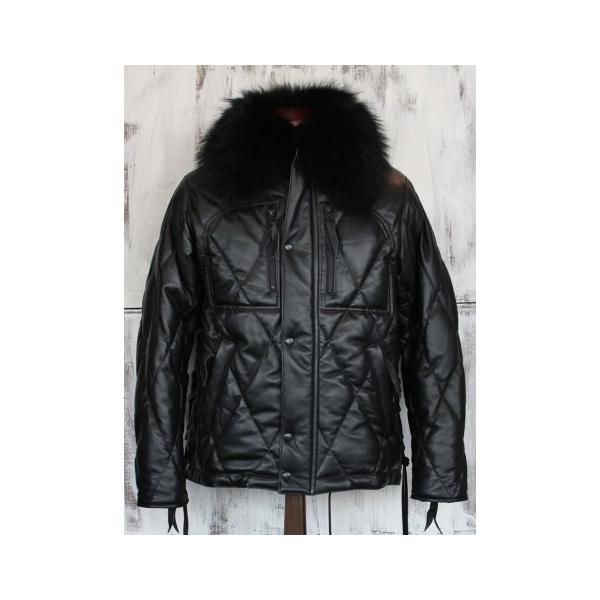 スカルフライト ライダース キルティング レザー ダウン