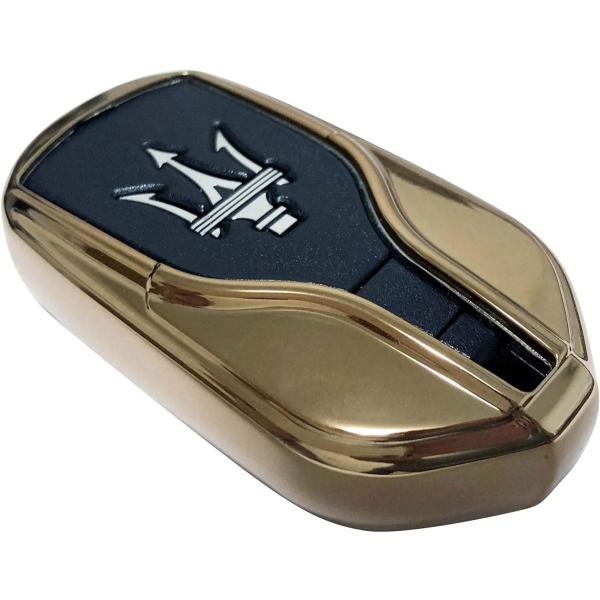 マセラティ用 TPU キーケース (ゴールドメッキ) キーフォブ キーカバー ギブリ クアトロポルテ レヴァンテ 等 Maserati Ghibli