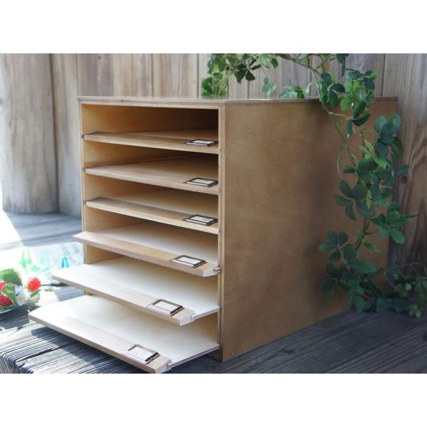 茶 スライドボード 木製書類ケース A4サイズ対応 アンティーク風