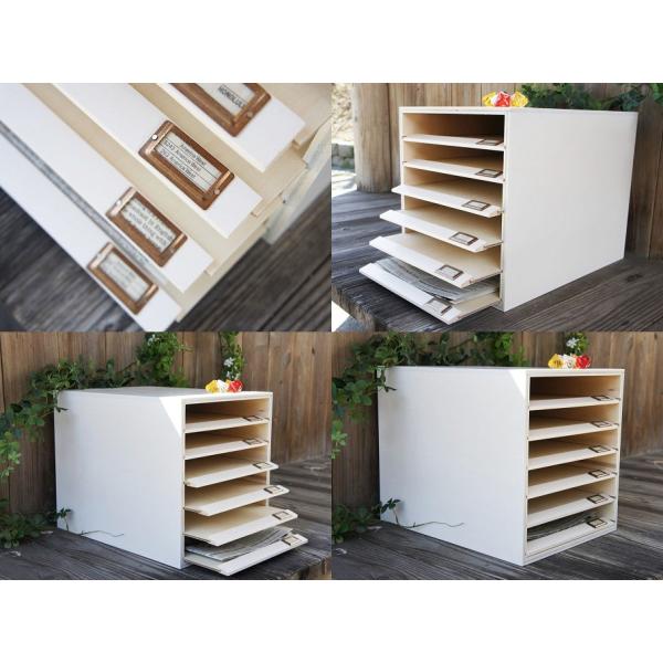 白 スライドボード 木製書類ケース A4サイズ対応 収納 カルテケース