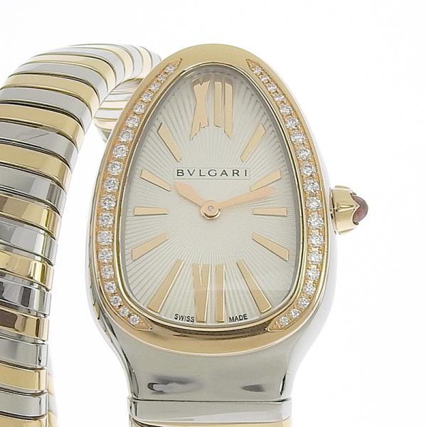 ブルガリ BVLGARI セルペンティ トゥボガス シングルスパイラル レディース クォーツ SS/PG ダイヤ 白文字盤 SP35SPG 中古 新入荷 BV0147 セルペンティ ブルガリ BVLGARI トゥボガス シングルスパイラル