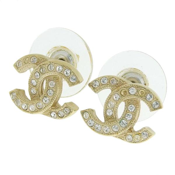 CHANEL シャネル ピアス ココマーク ラインストーン ゴールド色