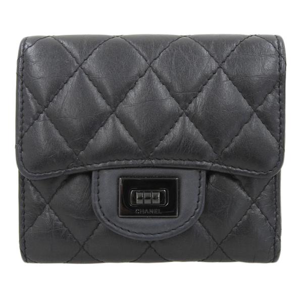 CHANEL マトラッセ 三つ折り財布 ブラック コンパクト 正規品 CHANEL（シャネル） マトラッセ コンパクトウォレット 三つ折り財布
