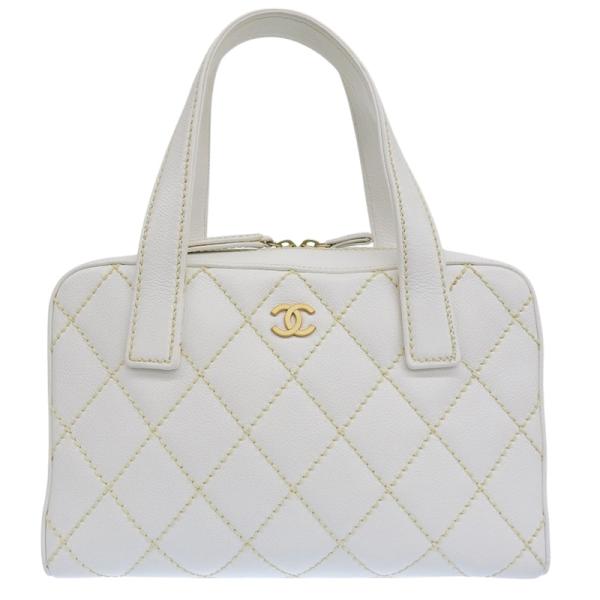 ワイルドステッチ シャネル CHANEL ハンドバッグ レザー ホワイト 中古
