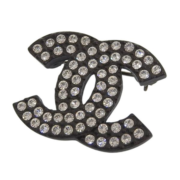 CHANEL（シャネル） ココマーク ラインストーン ブローチ ブラック 02A