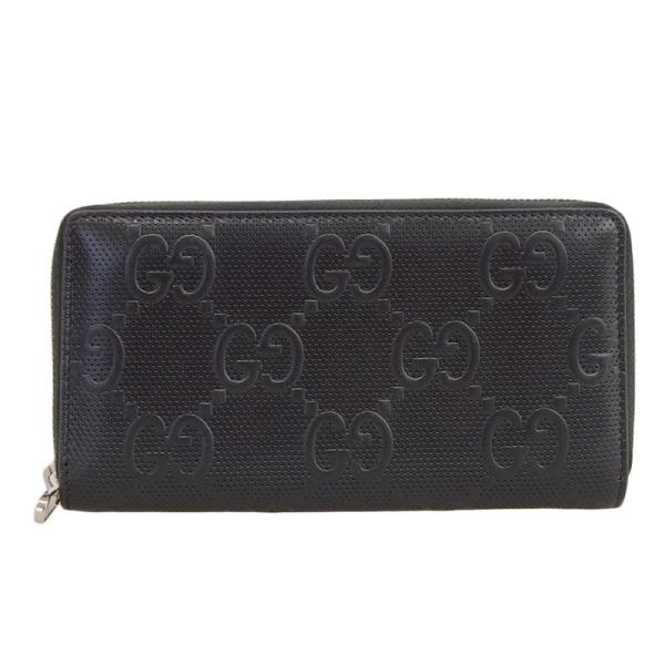 GUCCI グッチ GGエンボス ジップアラウンドウォレット 長財布 レザー 