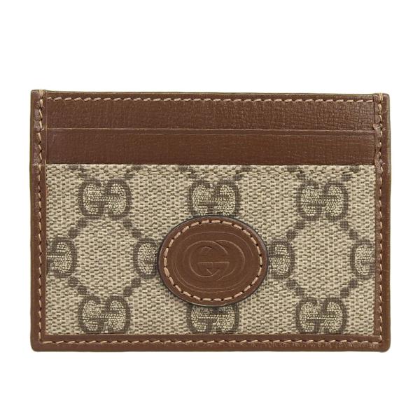 グッチ GUCCI インターロッキングG カードケース 名刺入れ GGスプリーム×レザー ベージュ×エボニー 673002 中古 新入荷 GU0540 GUCCI（グッチ） インターロッキングG カードケース 名刺入れ GG