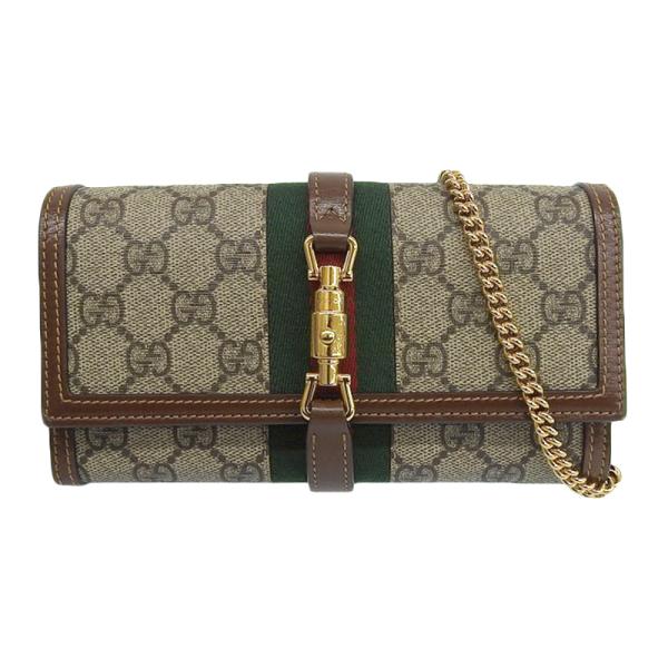 グッチ GUCCI ジャッキー1961 チェーンウォレット GGスプリーム ベージュ ブラウン 652681 中古 新入荷 GU0637 The Jackie 1961 グッチ GUCCI ジャッキー1961 チェーンウォレット GG
