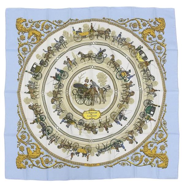 み*つ様 エルメス スカーフ カレ90 シルク ロンシャンへの散歩