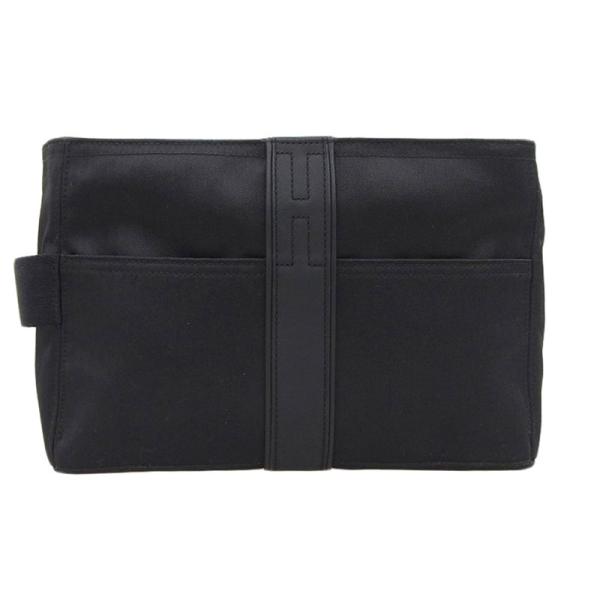 エルメス HERMES アカプルコ セカンドクシェドトワレGM クラッチバッグ トワルシェブロン/レザー ブラック 中古 新入荷 HE0970 HERMES（エルメス） アカプルコ セカンドクシェドトワレGM クラッチ