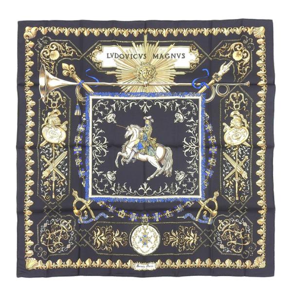良品✨エルメス スカーフ LVDOVICVS MAGNVS カレ90 シルク HERMES エルメス カレ90 「LVDOVICVS MAGNVS（白い馬に跨った