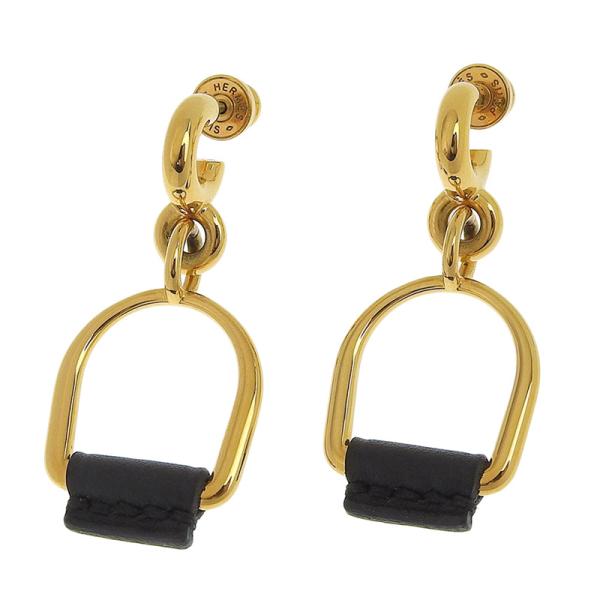 ◇エルメス◇エリタージュ エスケトル エトリエ PM ピアス ブラック ゴールド HERMES エルメス ピアス エリタージュ・エスケトル エトリエPM