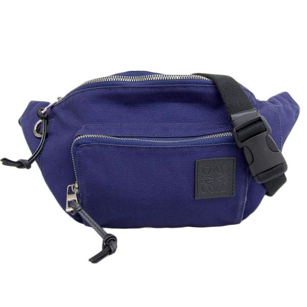 LOEWE 黒いレザー ボディバッグ LOEWE (ロエベ) サテンカーフ バーティカル クロスボディポケット