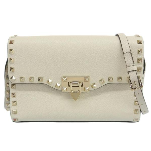 ヴァレンティノ VALENTINO ロック スタッズ スモール ショルダーバッグ クロスボディバッグ レザー ホワイト 中古 新入荷 OB1778 ronde_ob1778