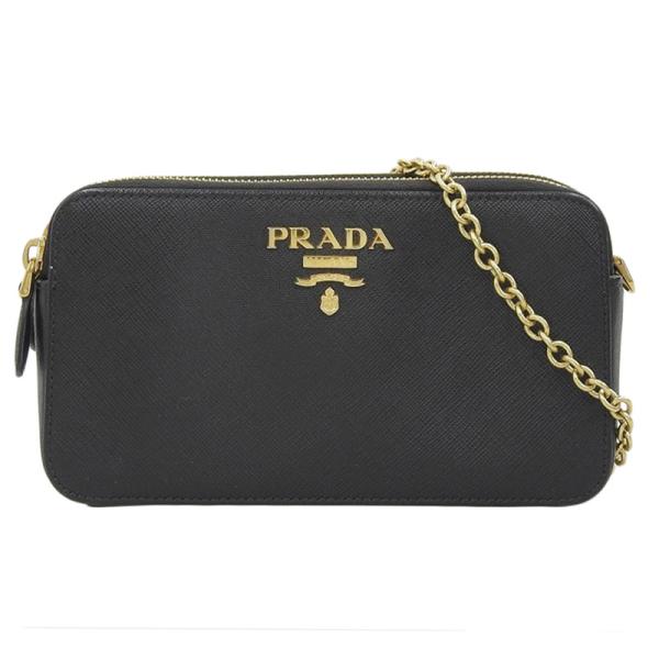 美品　プラダ　ナッパレザー　ショルダー　チェーン　ブラック PRADA プラダ ショルダーバッグ チェーンショルダー