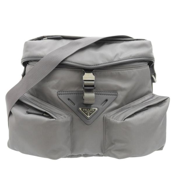 プラダ PRADA Re-Nylon ショルダーバッグ ナイロン/レザー グレー 2VD062 美品 新入荷 OB2100 PRADA（プラダ） PRADA Re-Nylon ショルダーバッグ ナイロン/レザー