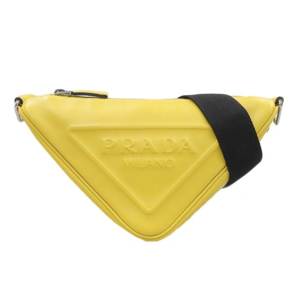 プラダ PRADA トライアングル ショルダーバッグ レザー イエロー 1BH190 中古 新入荷 OB2121 PRADA（プラダ） トライアングル ショルダーバッグ レザー イエロー