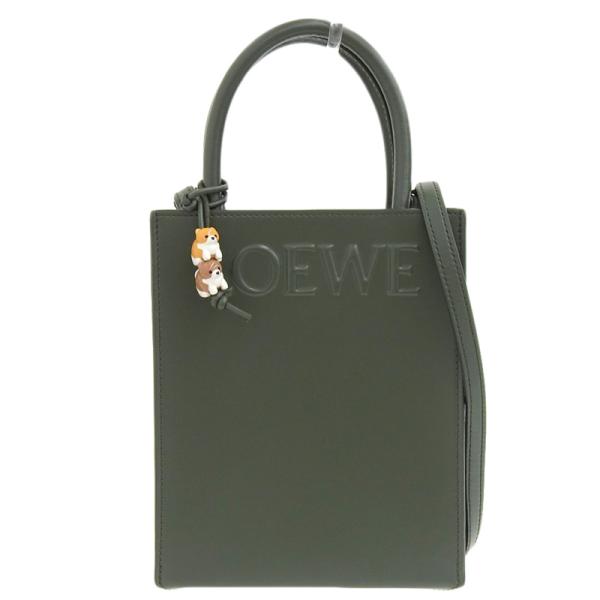 ロエベ LOEWE スタンダード A5 2WAYバッグ ショルダーバッグ ハンドバッグ ロゴ レザー カーキ 中古 新入荷 OB2151 LOEWE（ロエベ） スタンダード A5 2WAYバッグ ショルダーバッグ
