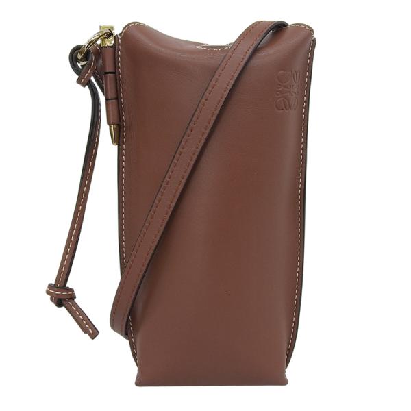 ロエベ LOEWE ゲートポケット フォンショルダー ショルダーバッグ レザー ブラウン 中古 新入荷 OB2734 Gate（LOEWE） ロエベ LOEWE ゲートポケット フォンショルダー