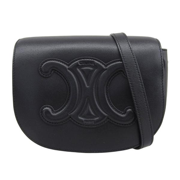 セリーヌ CELINE フォルコ キュイル トリオンフ ショルダーバッグ レザー ブラック 中古 新入荷 OB2792 TRIOMPHE セリーヌ CELINE フォルコ キュイル トリオンフ ショルダー