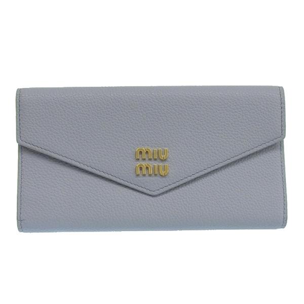 ミュウミュウ MIUMIU ヴィッテロダイノ ロングウォレット 長財布 レザー ブルー 5MH024 美品 新入荷 OBB0593 ronde_obb0593
