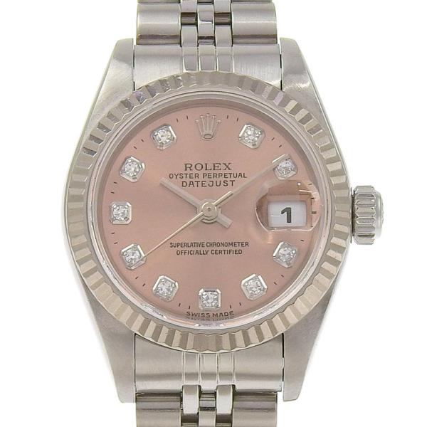 ロレックス ROLEX デイトジャスト レディース 自動巻き 腕時計 SS/K18WG 10Pダイヤ ピンク文字盤 U番 1997年 69174G 中古 新入荷 RO0290 デイトジャスト ロレックス ROLEX レディース 自動巻き 腕時計 SS