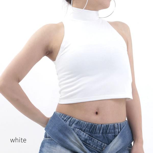 タートルネック ノースリーブ タンクトップ ショート丈 トップス