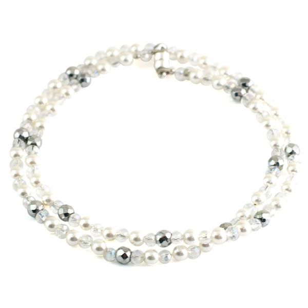 オーストリア製クリスタルパールのキラキラで上品なおしゃれ磁気ネックレス。こちらはマグネットクラスプタイプです。磁気ネックレスには見えない、お洒落な磁気ネックレス＊。留め金部分、アジャスタータイプとマグネットタイプがございます。こちらはマグネ...