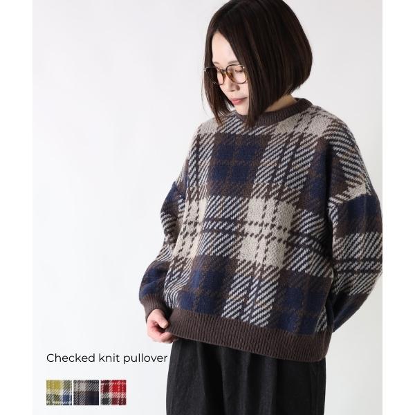 WAAC ワック　ジャガード チェックニットプルオーバー ニット プルオーバー チェック ローゲージ ジャガード編み ゆったり