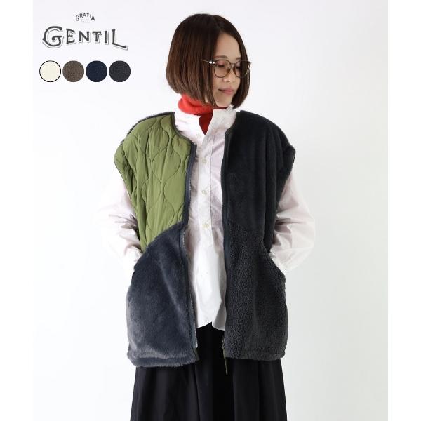 SALE GENTIL ジャンティ ベスト リバーシブル ボア ファー アウター