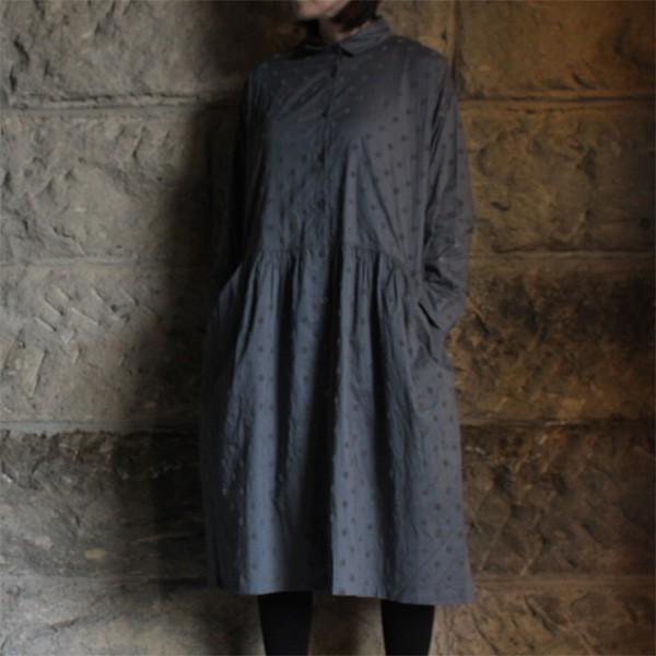 Sunvalley サンバレー ワンピース レディース 服 ドット プリント 水玉 長袖 切替 コットン 前開き 60ローンフロッキー Sk Sk ナチュラル服room 通販 Yahoo ショッピング