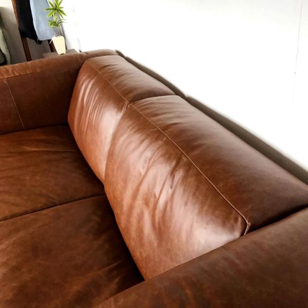 WeV ソファ 本革 ミッドセンチュリーモダン 幅207 奥行100 高さ