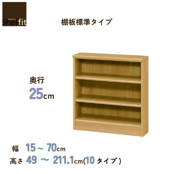 幅1cm単位オーダーラック 本棚 シェルフィット奥行25cm 棚板標準タイプ 大洋