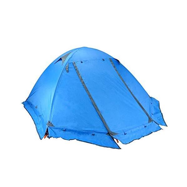 TRIWONDER 2人用 テント 4シーズン 山岳テント 軽量 防水 バックパック キャンプ ツーリング 登山 てんと 二重層 テント (ブルー -