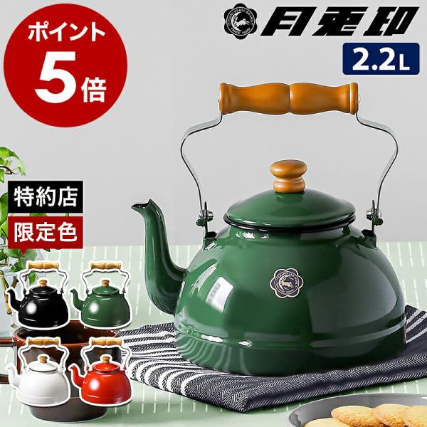 昭和レトロ FUJII 月兎印 大型寸胴 琺瑯 ストッカー 2点セット 月兎印 ホーロー キャセロール 19cm 2.7L ホワイト／レッド IH